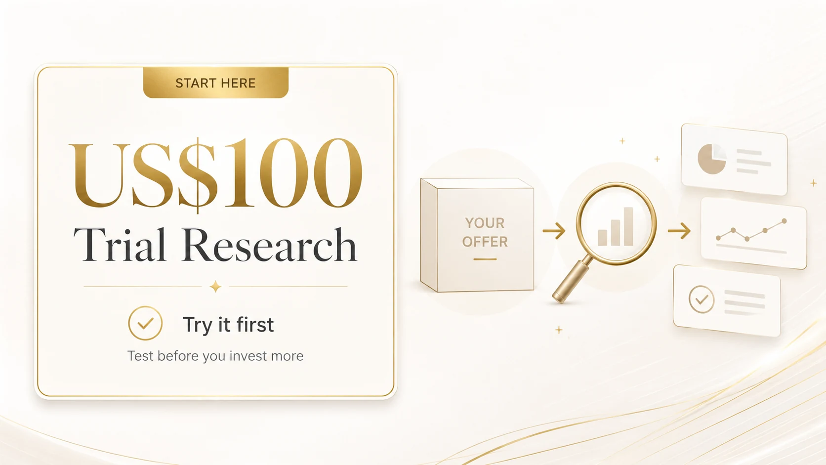 US$100 Japan Market Check trial research illustration